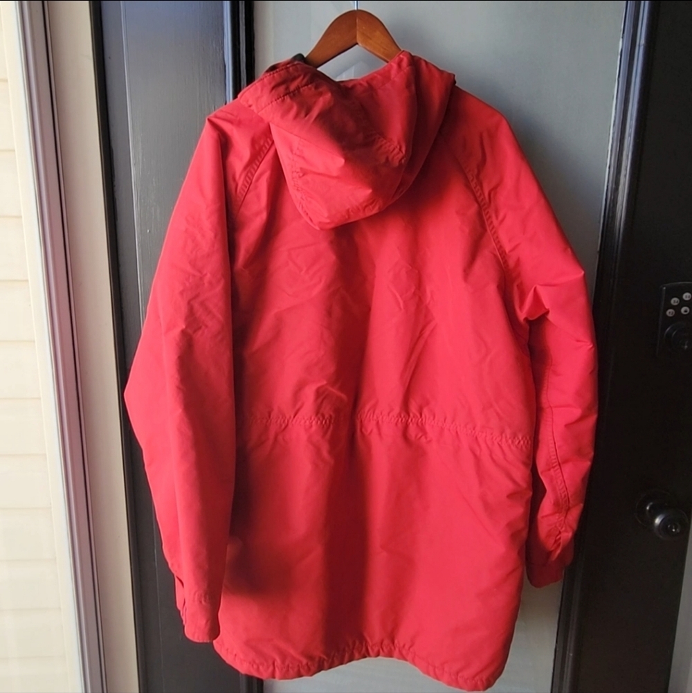 Vintage LL Bean Baxter State Parka Jacket Plaid Wool Lined Hood Red Womens Large - Picture 2 of 16